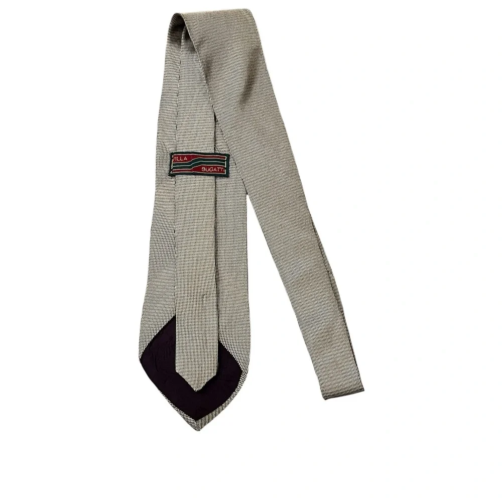 Villa Bugatti Men's 100% Silk Textured Light Gold Tie - Classic Office Style